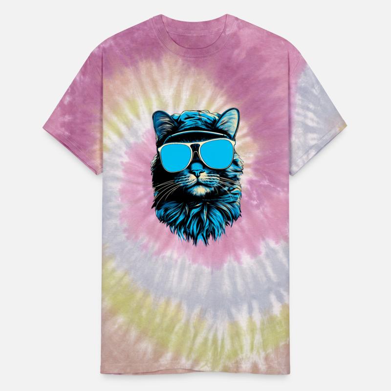 Cat's Cool Style: Hat and Blue Sunglasses