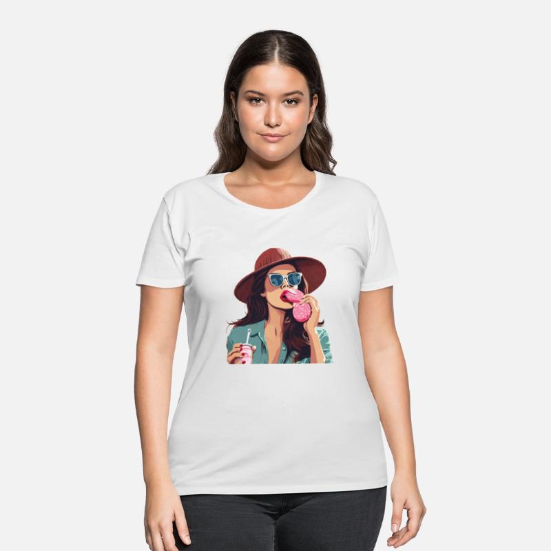 Chic Brunette: Hat, Shades, and Bubblegum Vibes