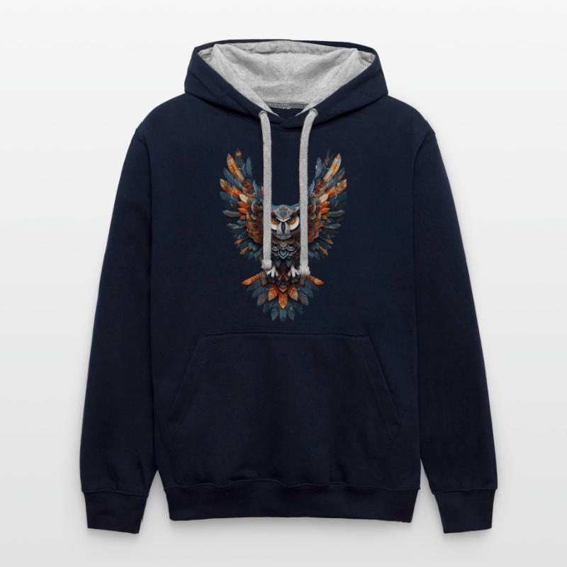 "Geometric Owl Art - Tribal Style Graphic T-Shirt"