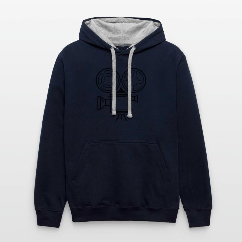 Old film camera drawing, template. Cameraman.