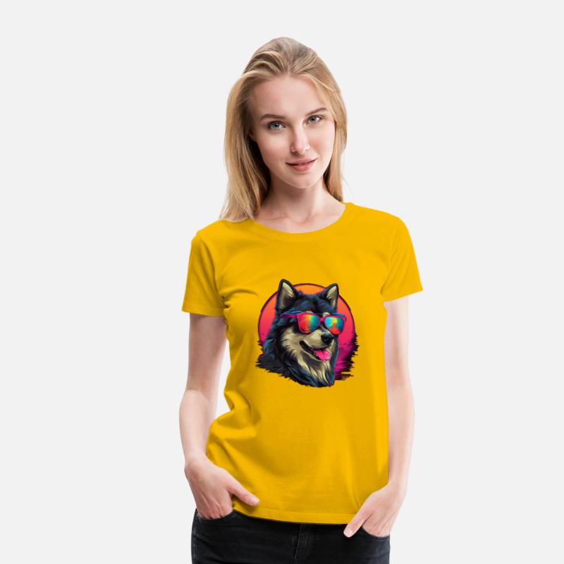 Retro Wave Alaska Malmute Dog Shirt