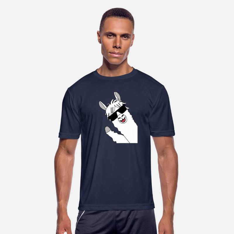 Waving alpaca comic lama in white with sunglasses