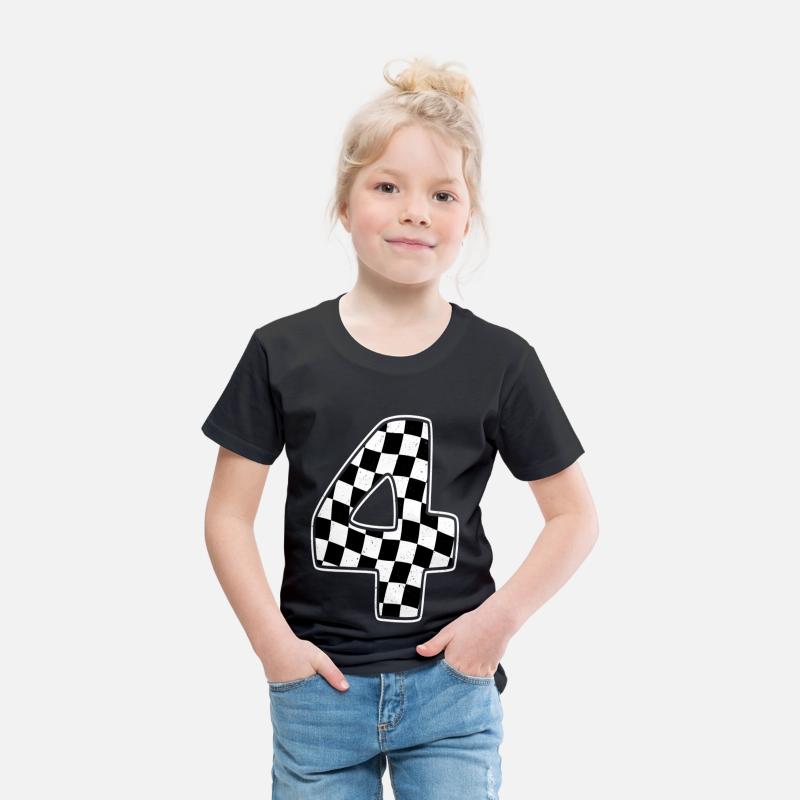 4th Birthday Checkered Number 4 Car Racing Flag