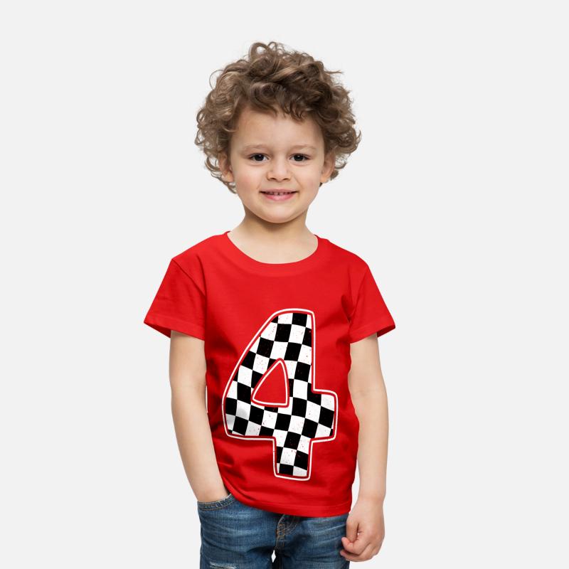 4th Birthday Checkered Number 4 Car Racing Flag