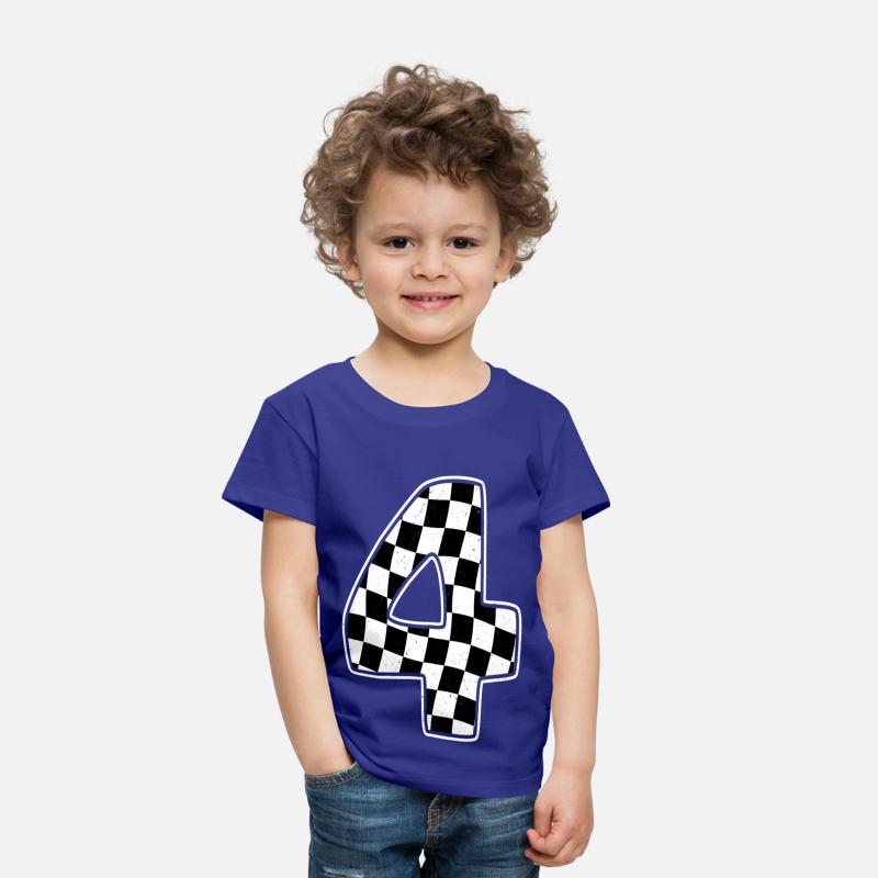 4th Birthday Checkered Number 4 Car Racing Flag