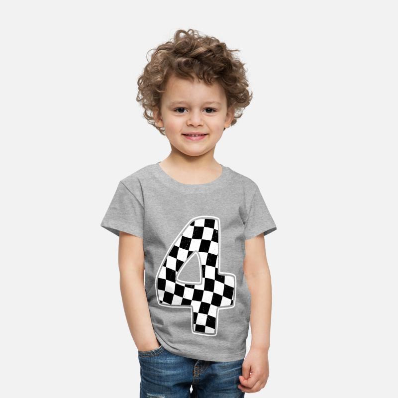 4th Birthday Checkered Number 4 Car Racing Flag