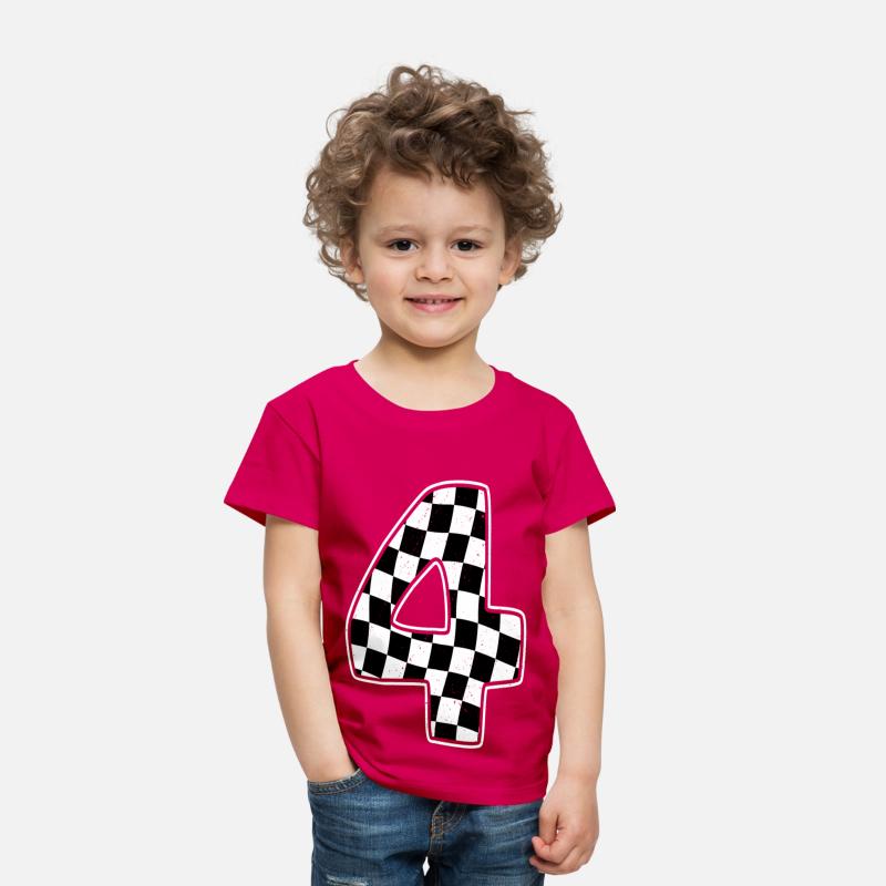 4th Birthday Checkered Number 4 Car Racing Flag