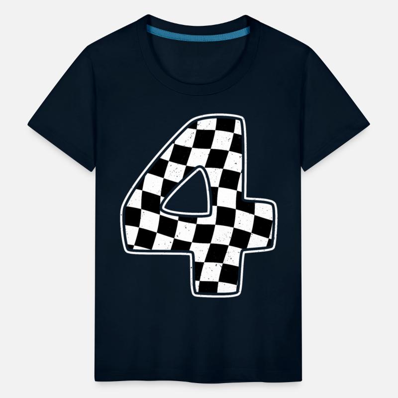 4th Birthday Checkered Number 4 Car Racing Flag