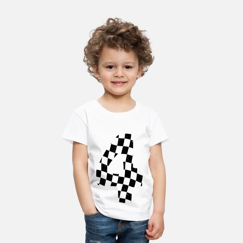 4th Birthday Checkered Number 4 Car Racing Flag