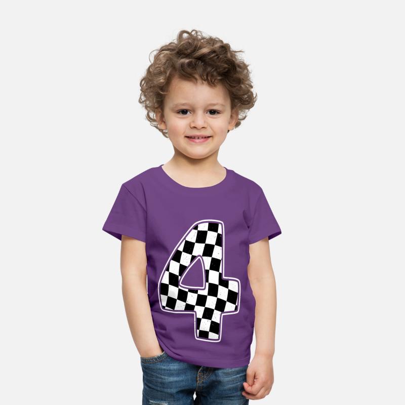 4th Birthday Checkered Number 4 Car Racing Flag