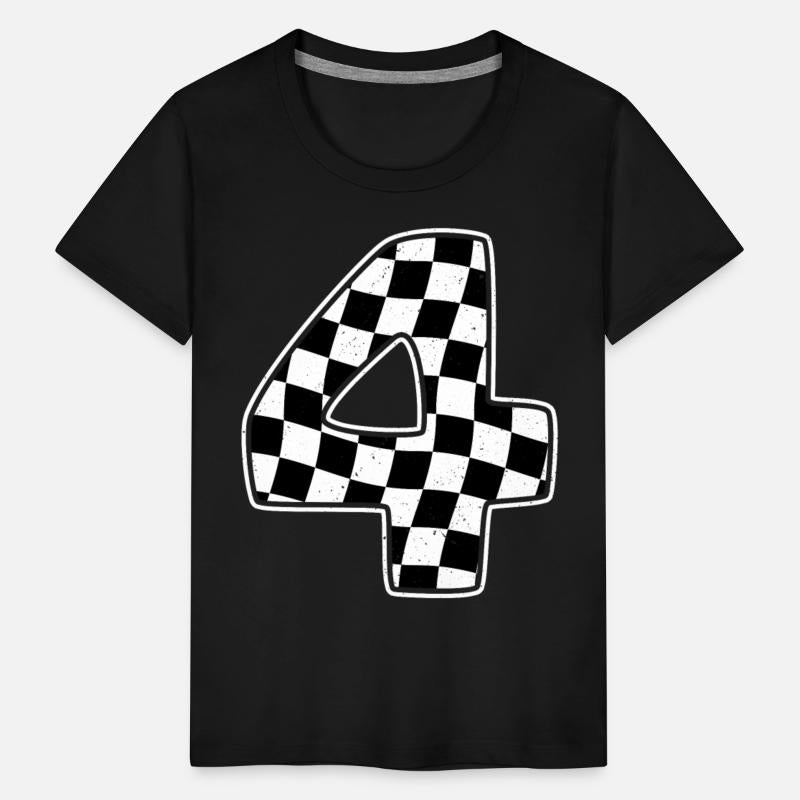 4th Birthday Checkered Number 4 Car Racing Flag
