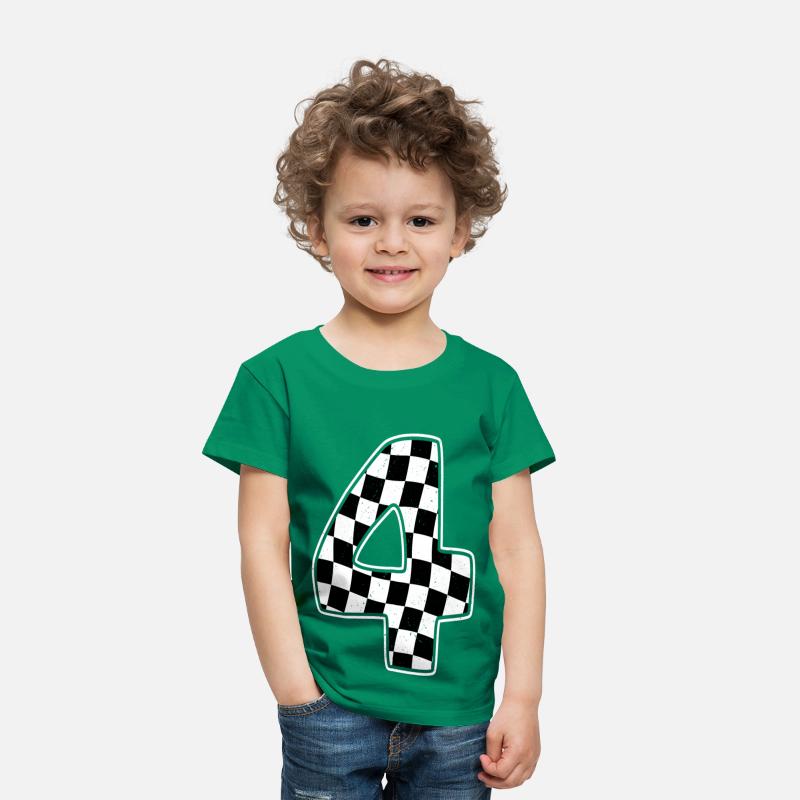 4th Birthday Checkered Number 4 Car Racing Flag