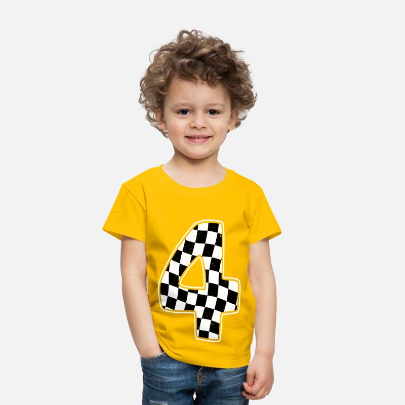 4th Birthday Checkered Number 4 Car Racing Flag