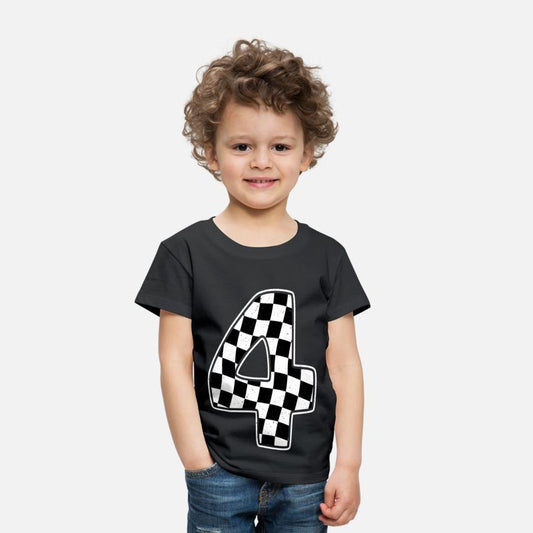 4th Birthday Checkered Number 4 Car Racing Flag