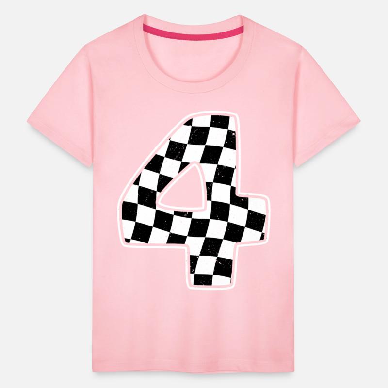 4th Birthday Checkered Number 4 Car Racing Flag