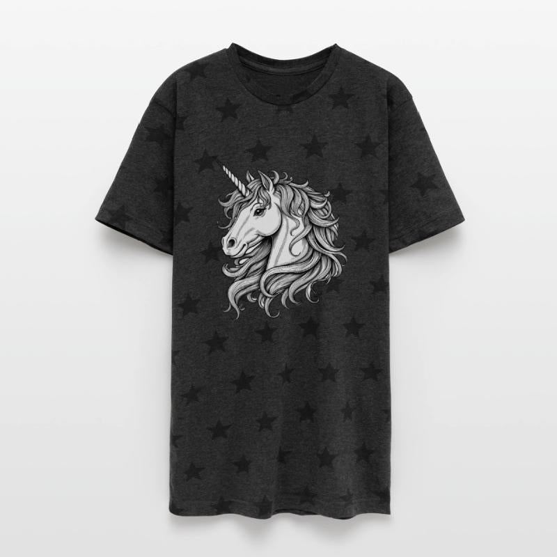 a unicorn head and horn,