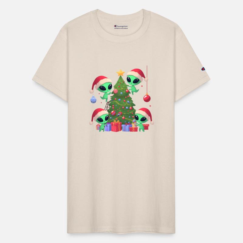 Aliens decorate Christmas tree