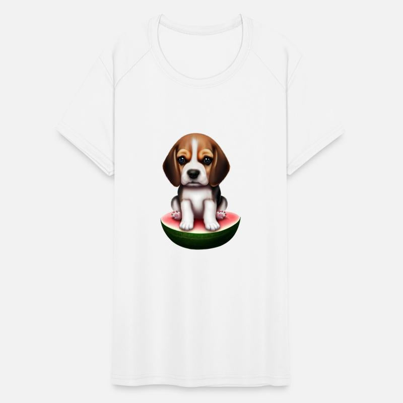 Baby beagle on watermelon