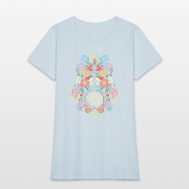 Banjo Flowers Stringed Bluegrass Folk Floral