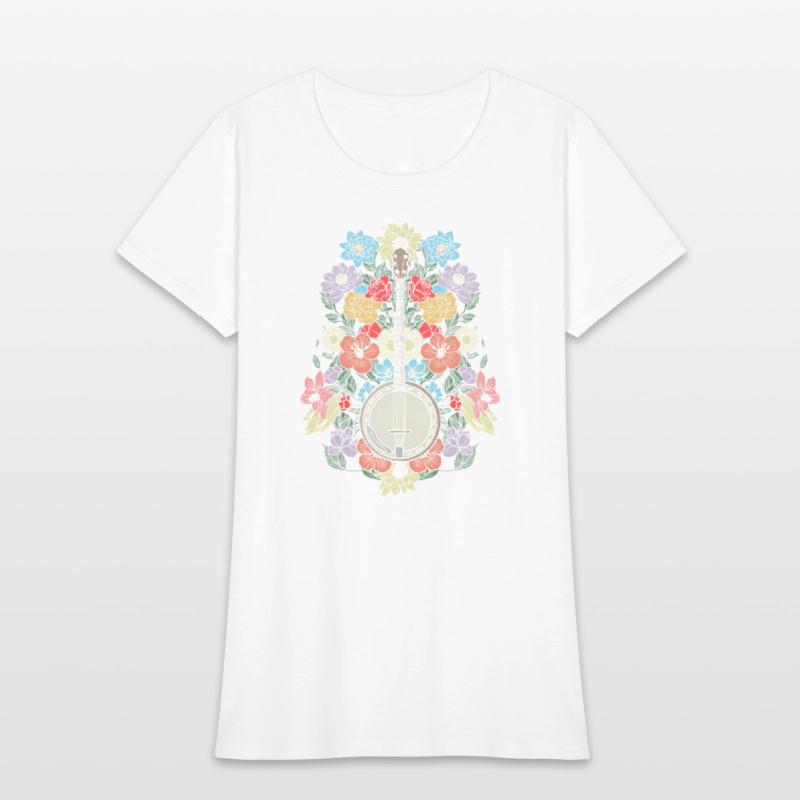 Banjo Flowers Stringed Bluegrass Folk Floral