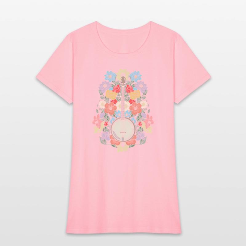 Banjo Flowers Stringed Bluegrass Folk Floral