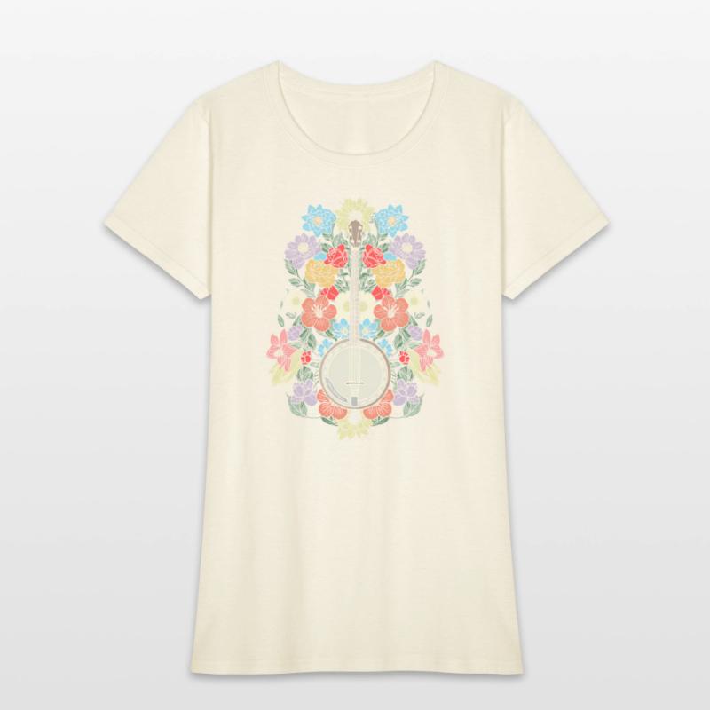 Banjo Flowers Stringed Bluegrass Folk Floral
