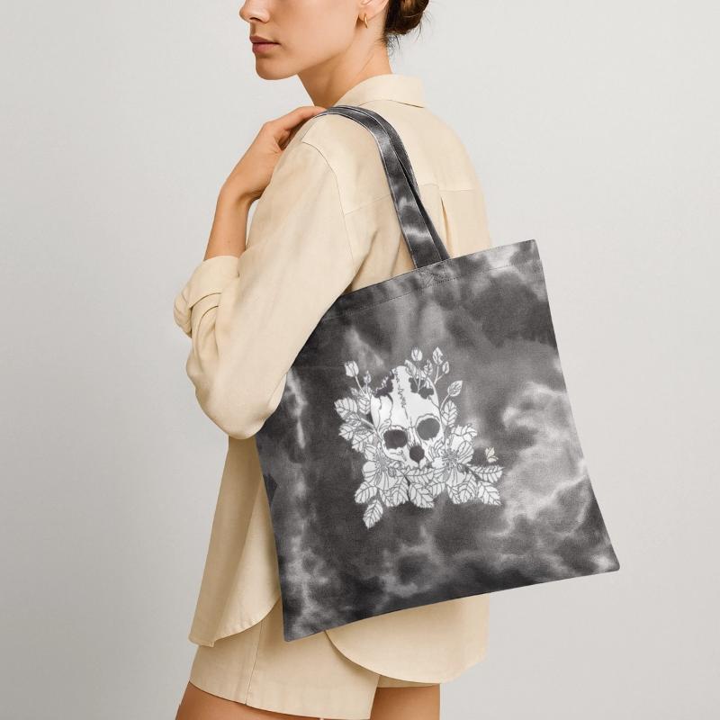 Black and White Flower Skull