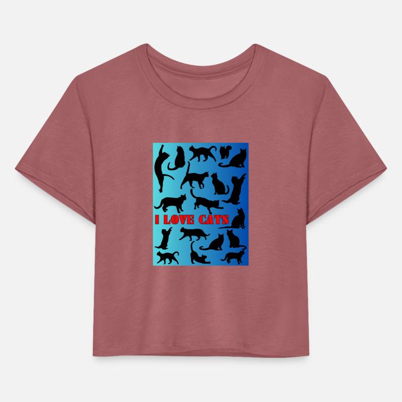 Cat figures in black and blue