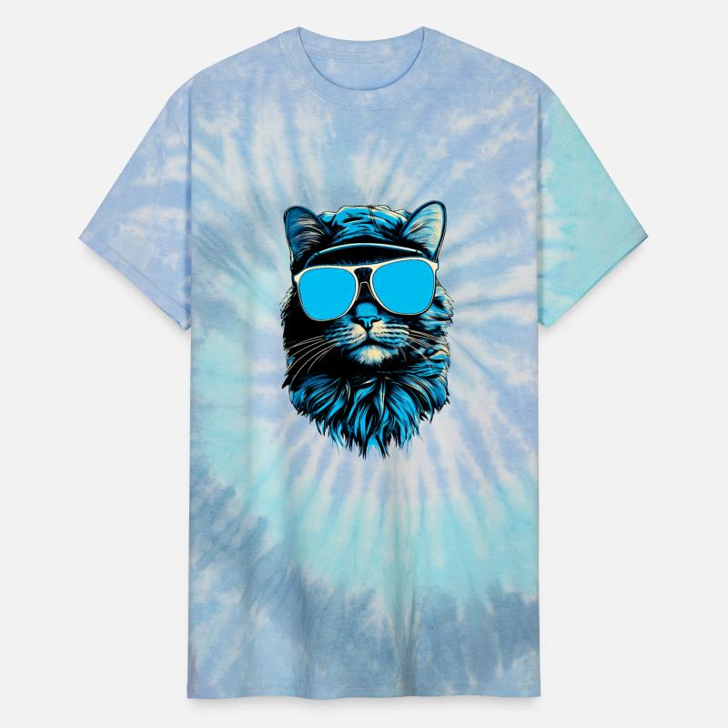 Cat's Cool Style: Hat and Blue Sunglasses