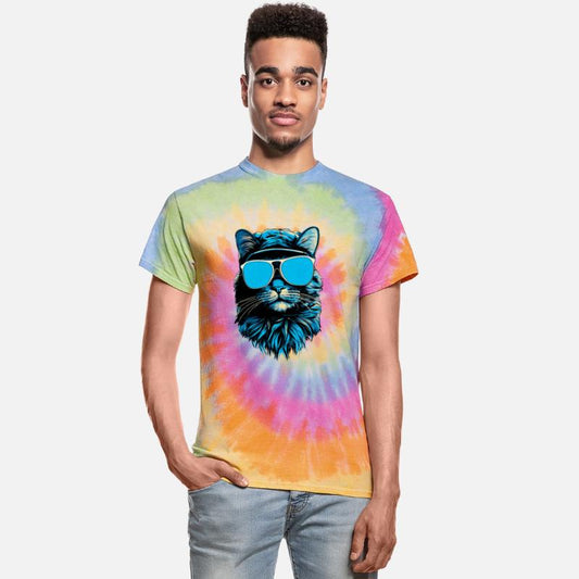 Cat's Cool Style: Hat and Blue Sunglasses