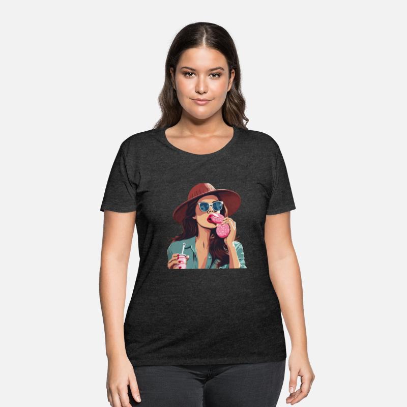 Chic Brunette: Hat, Shades, and Bubblegum Vibes