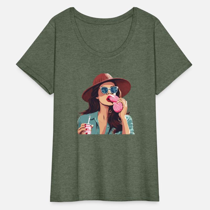Chic Brunette: Hat, Shades, and Bubblegum Vibes