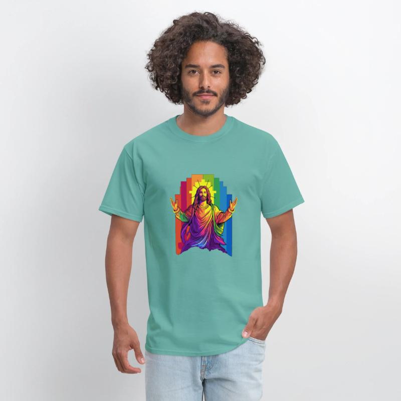 Christian Pride LGBTQ Jesus with Rainbow Flag