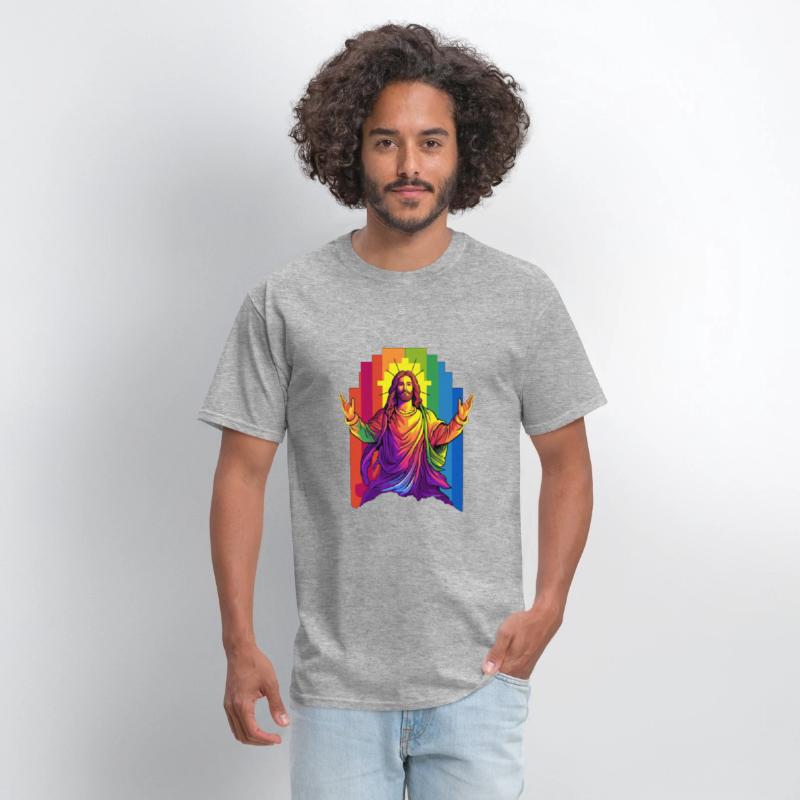 Christian Pride LGBTQ Jesus with Rainbow Flag