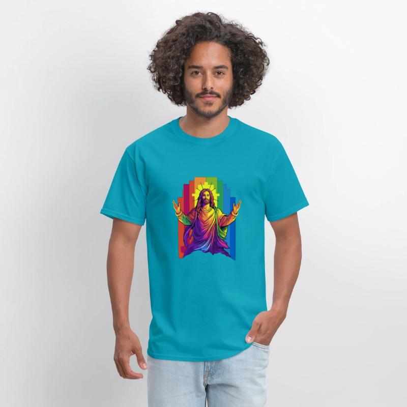 Christian Pride LGBTQ Jesus with Rainbow Flag