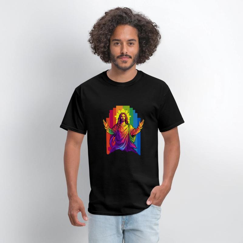 Christian Pride LGBTQ Jesus with Rainbow Flag