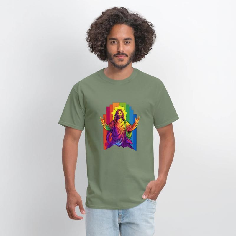 Christian Pride LGBTQ Jesus with Rainbow Flag