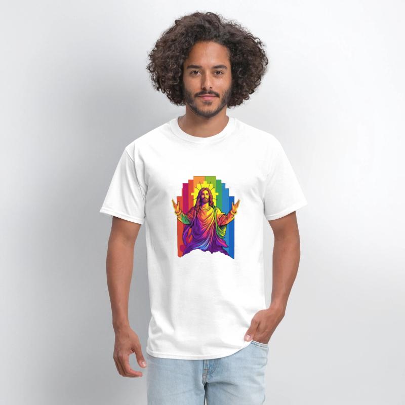 Christian Pride LGBTQ Jesus with Rainbow Flag