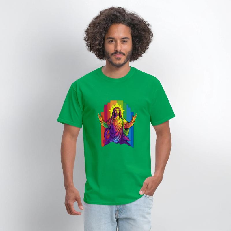 Christian Pride LGBTQ Jesus with Rainbow Flag