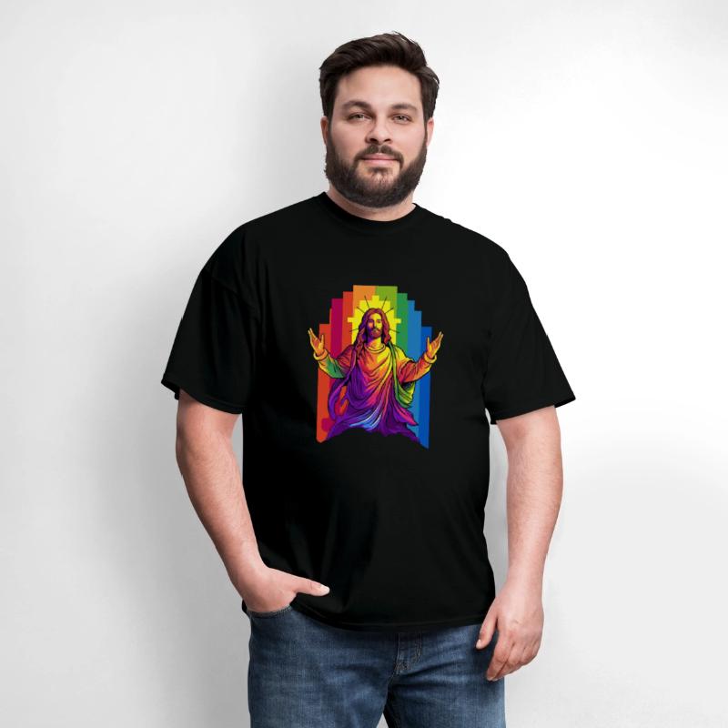 Christian Pride LGBTQ Jesus with Rainbow Flag