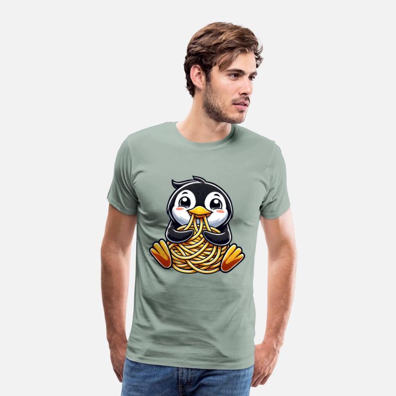 Clumsy Penguin Eating Spaghetti