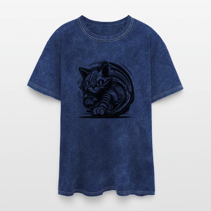 Clumsy Wild House Cat In Tattoo Style