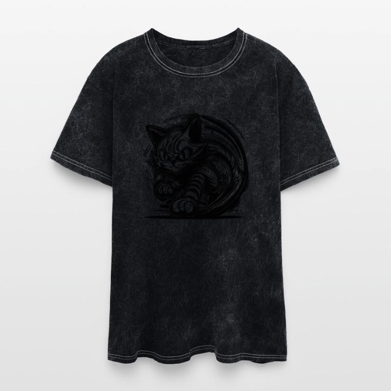 Clumsy Wild House Cat In Tattoo Style