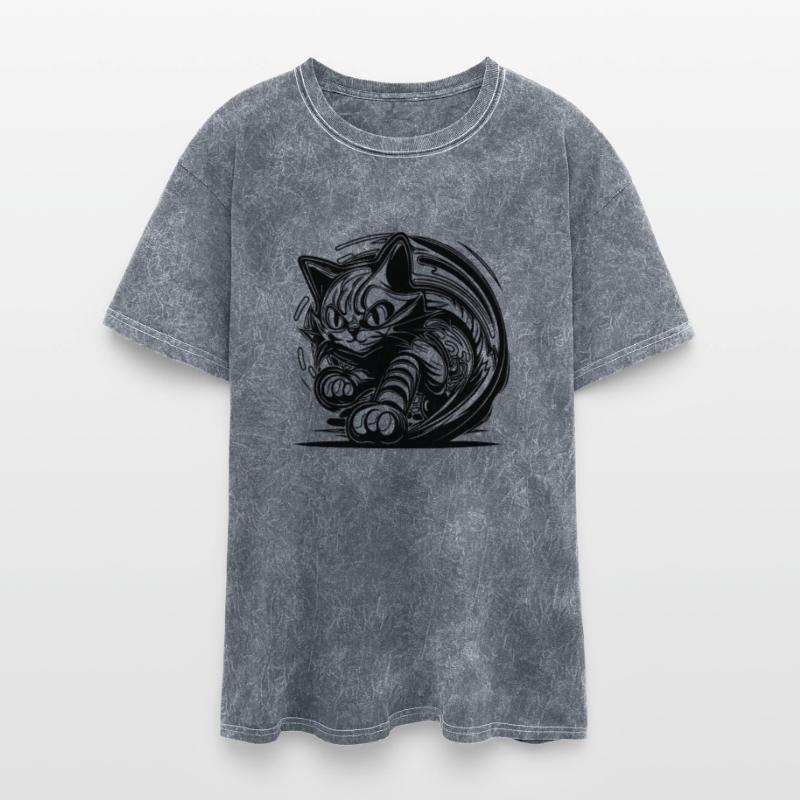 Clumsy Wild House Cat In Tattoo Style