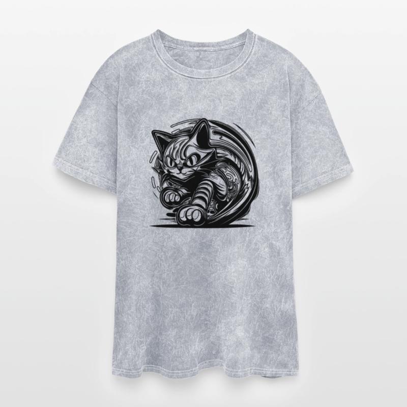 Clumsy Wild House Cat In Tattoo Style