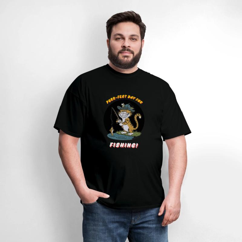 cool fishing cat funny design T-Shirt