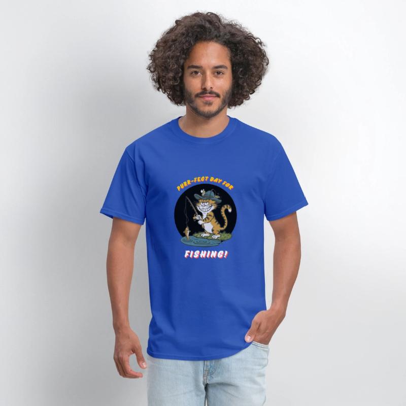 cool fishing cat funny design T-Shirt