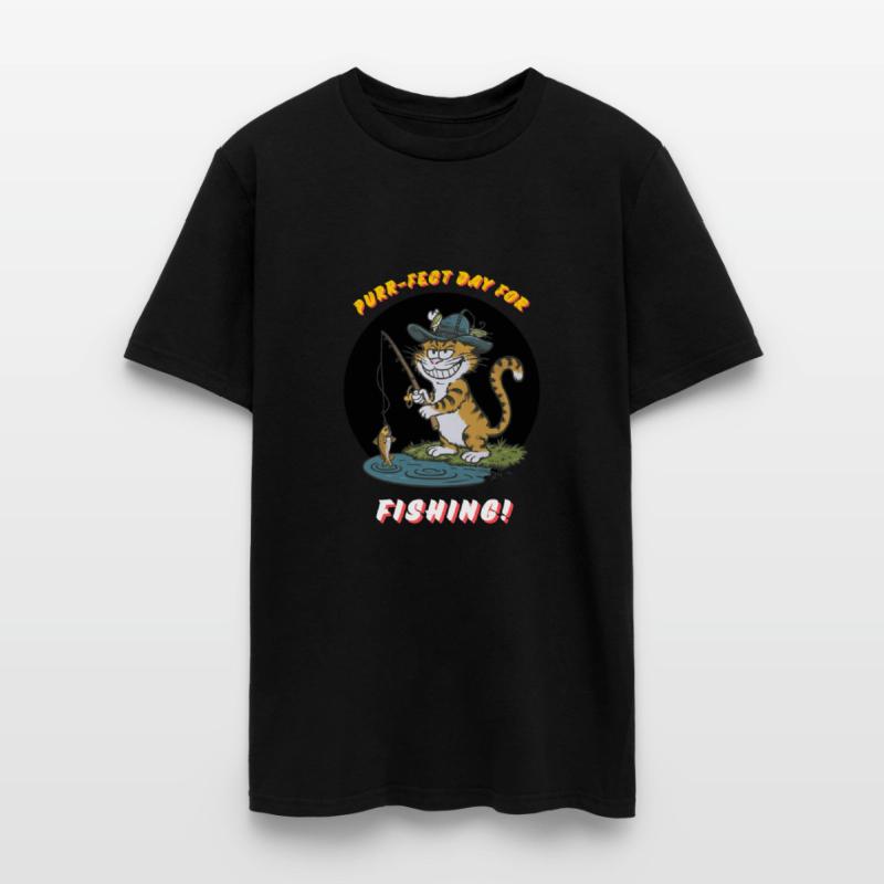 cool fishing cat funny design T-Shirt