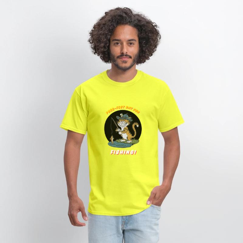 cool fishing cat funny design T-Shirt