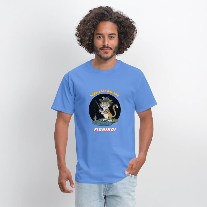 cool fishing cat funny design T-Shirt